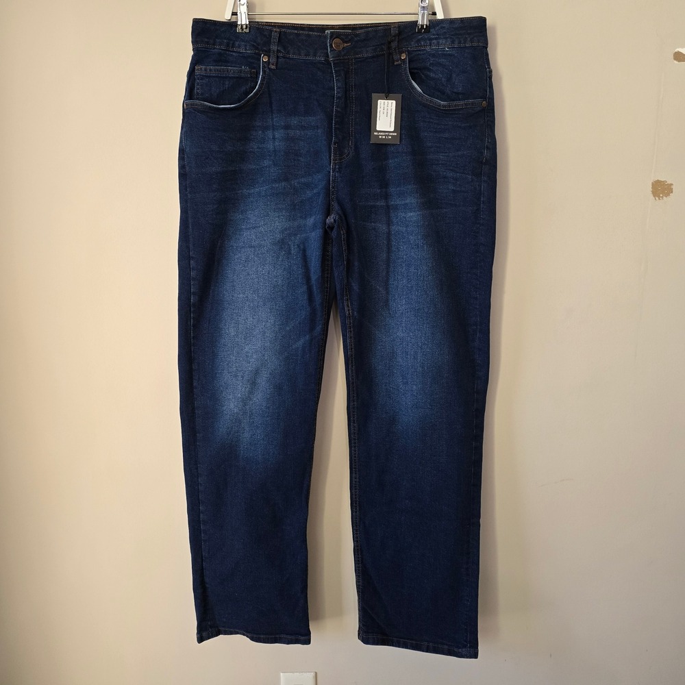 Benny Gold Relaxed Fit Dark Wash Denim Jeans Men 38x34